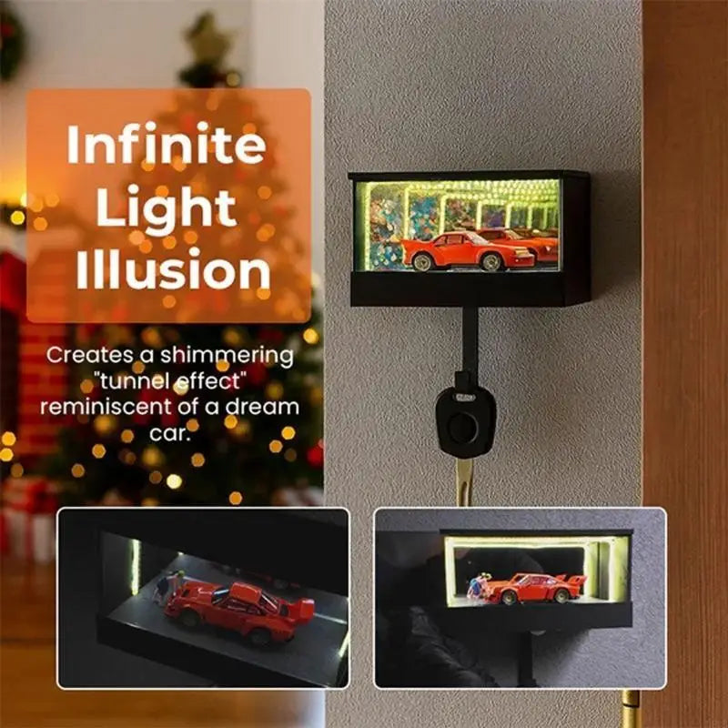 H8WB Unconfined Shimmering Garage Holder, Small Garage with LED Lights